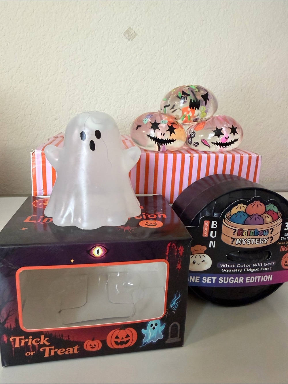👻👻CUTE White Ghost Squishy & 💜🎃Halloween Dumplings w/Sprinkles🩷💚”3 in 1”!!!!👻👻